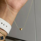 minimal gold heart pendant necklace