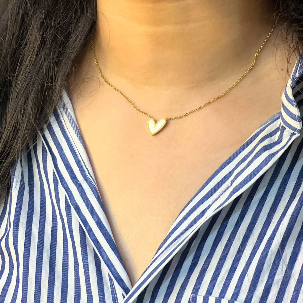 Dainty Ivory Heart Pendant - MYSTY