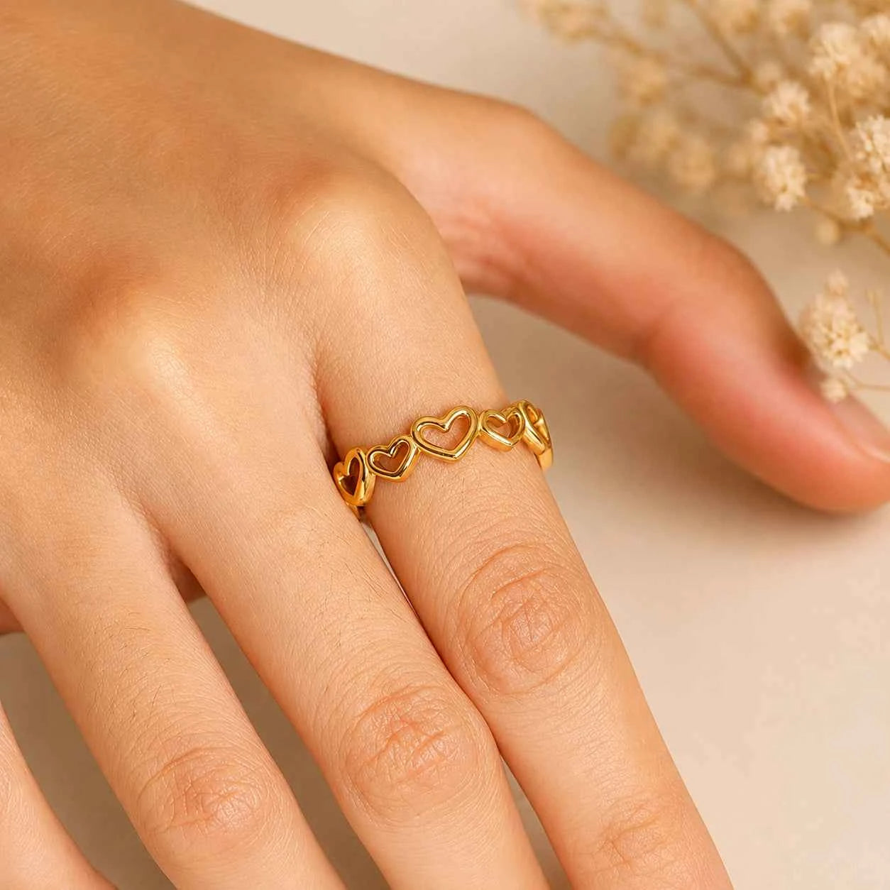 Golden Heartline Ring