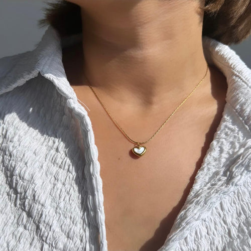 Minimal White Heart Necklace
