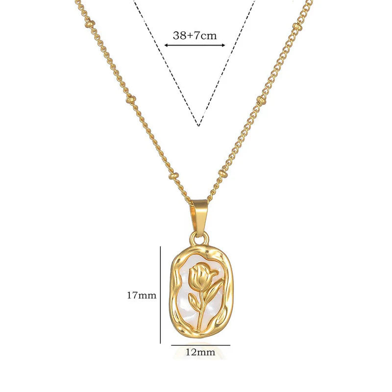 Floral Gold Pendant Necklace - MYSTY