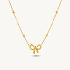 Golden Bow Charm Necklace
