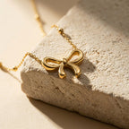 Golden Bow Charm Necklace