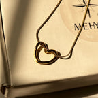 Golden Open Heart Pendant Necklace - MYSTY