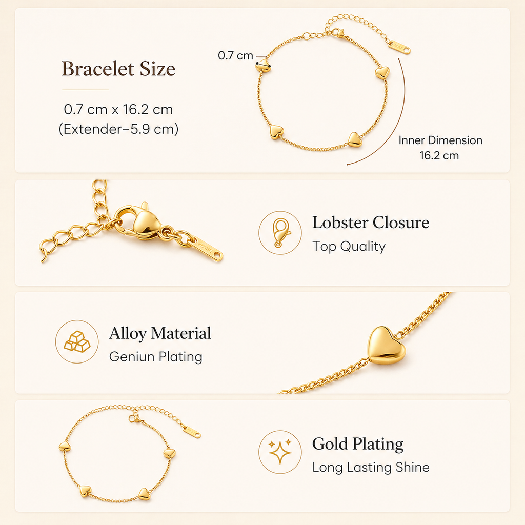 Golden Heart Chain Bracelet