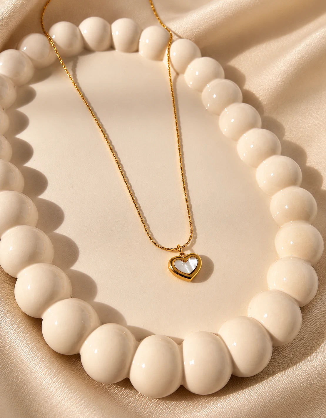 Minimal White Heart Necklace