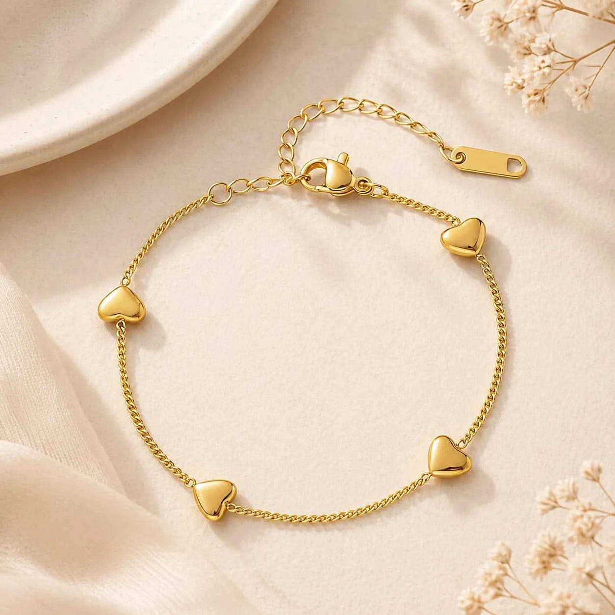Golden Heart Chain Bracelet
