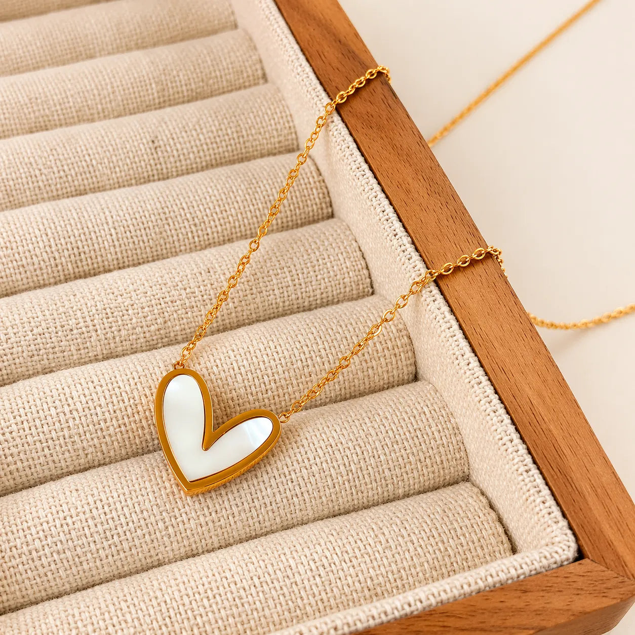 Dainty Ivory Heart Pendant - MYSTY