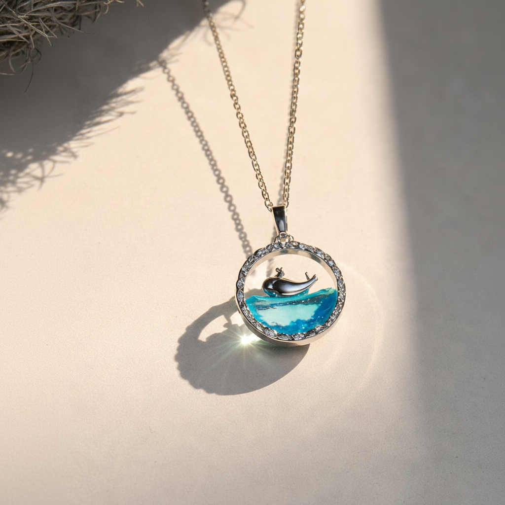Blue Dolphin Ocean Wave Neckless - MYSTY